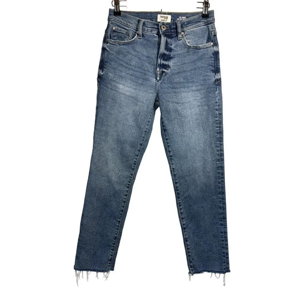 KENSIE Women's The Amber High Rise Stovepipe Denim Jeans Blue Size 2/26
